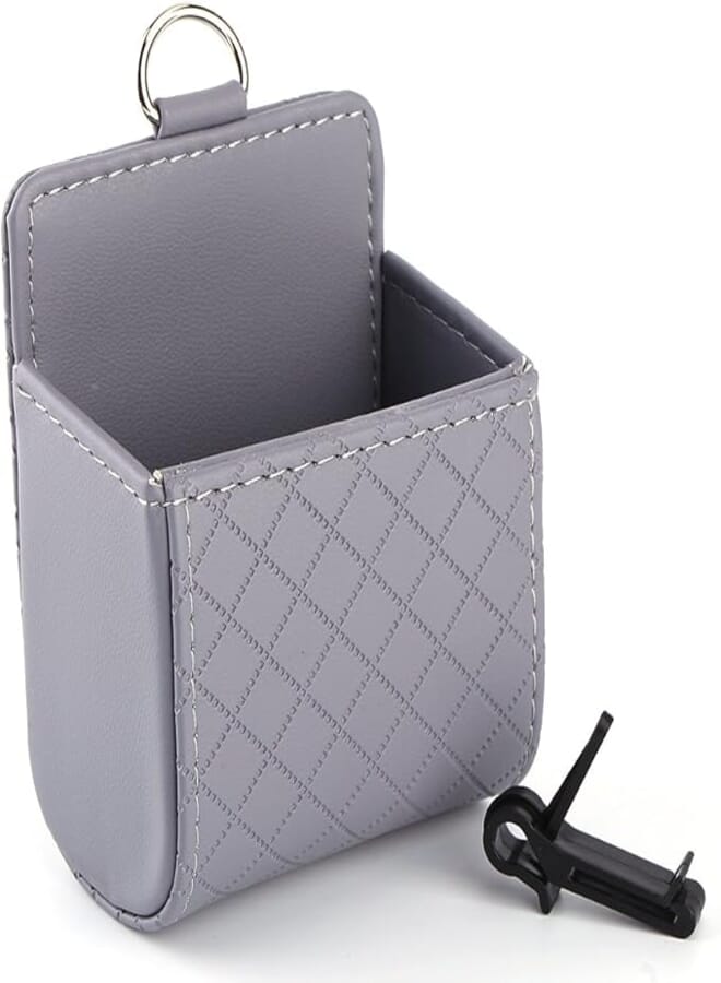 Keenso Car Air Vent Organizer Phone Holder Storage Pouch Universal Car Phone Holder Case Box Storage Bag Holder Pocket with Hook Gray